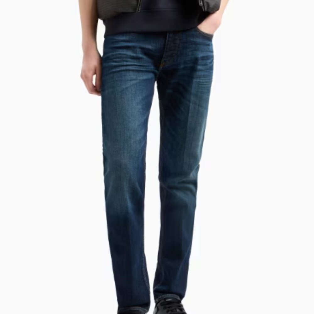 Emporio Armani J75 SLIM-FIT, STONE-WASHED STRETCH DENIM JEANS / size 36